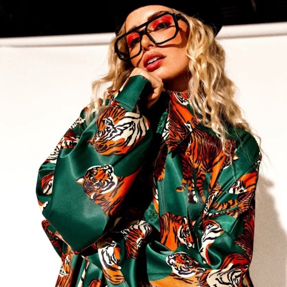 Dressed in LALA Green Tiger Top - Picture 1 of 13